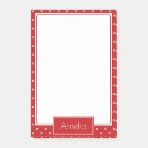 Post-it® Motif Étoiles Blanches sur Rouge Clair Personnalis