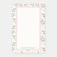 Motif Fleur sauvage à longue tige rose et vert