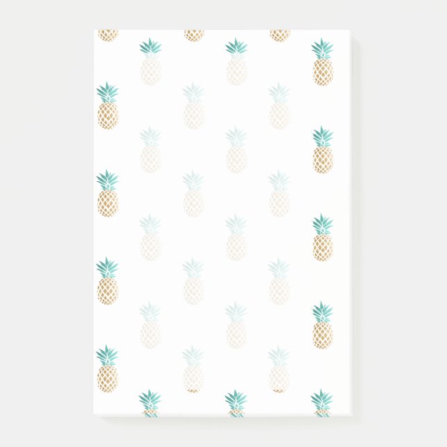 Post-it® motif frais tropical d'ananas d'or de faux d'été (Devant)
