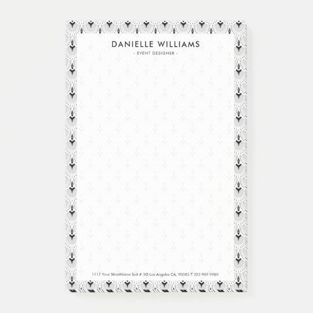 Post-it® Motif géométrique Art déco noir et blanc (Devant)