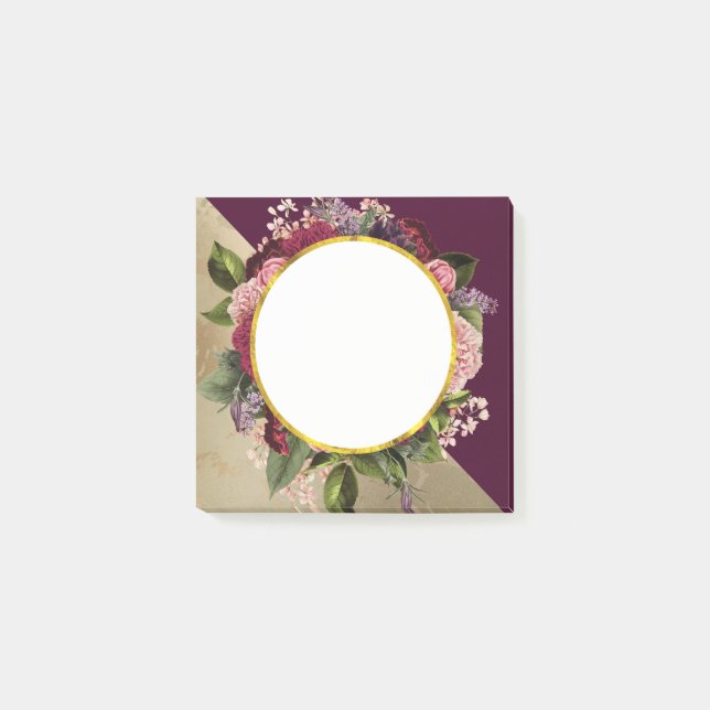 Post-it® Motif Marbre Doré et Fleurs Bourguignonnes (Devant)