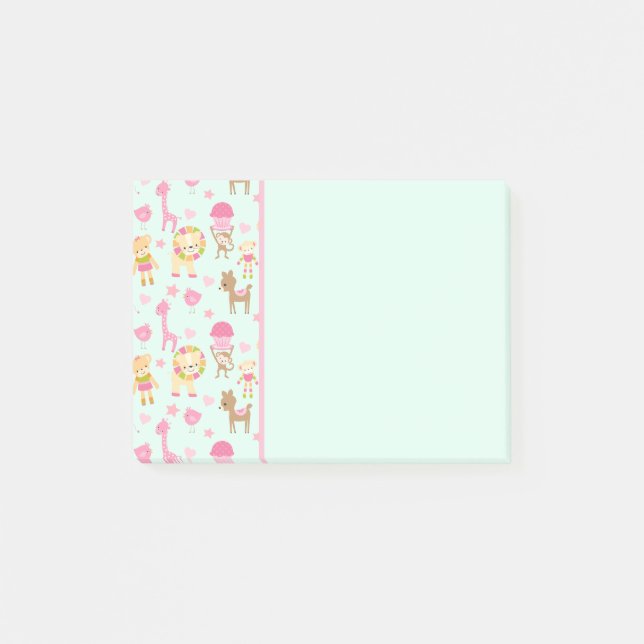 Post-it® Motif mignon avec des animaux & jouets heureux (Devant)