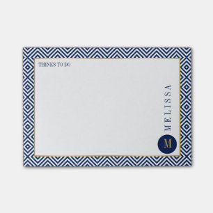 Post-it® Motif Moderne Géométrique Bleu Et Blanc