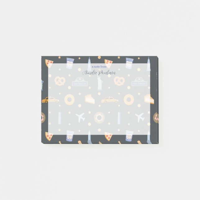 Post-it® Motif moderne NYC Nom gris foncé (Devant)