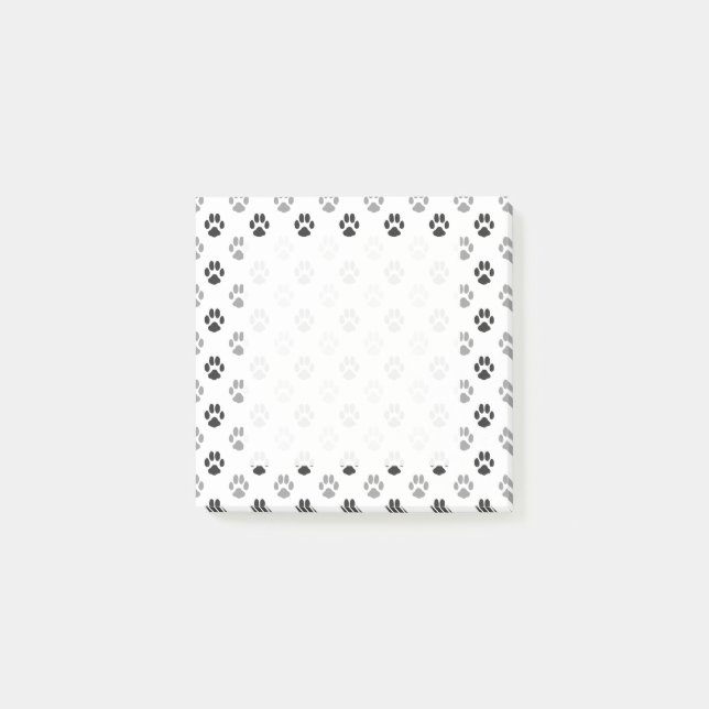 Post-it® Motif noir et blanc mignon d'empreintes de pattes (Devant)