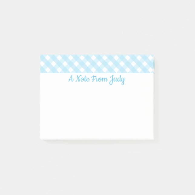 Post-it® Motif Pastel Blue En vichy (Devant)