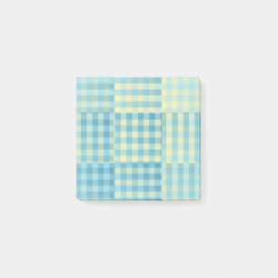 Post-it® Motif patchwork à carreaux jaunes et bleus