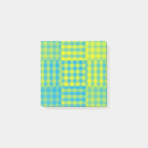 Post-it® Motif Patchwork Damier Bleu Jaune