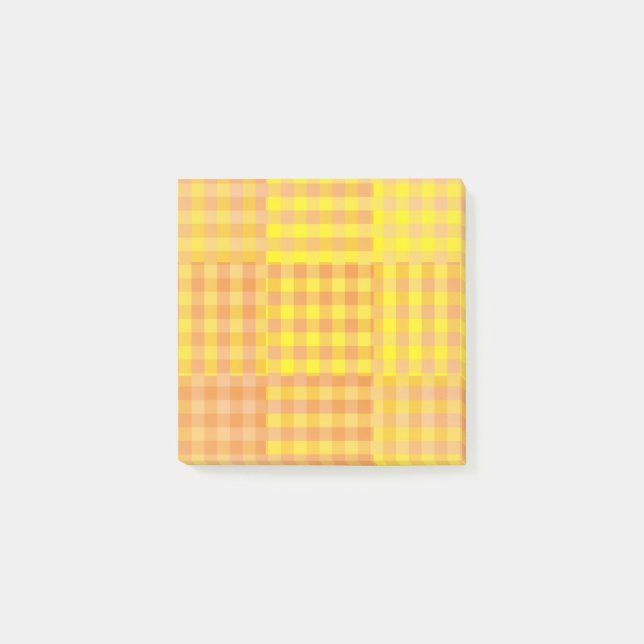 Post-it® Motif patchwork damier jaune orange (Devant)