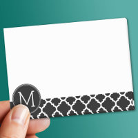 Motif Quatrefoil noir et blanc Monogramme personna