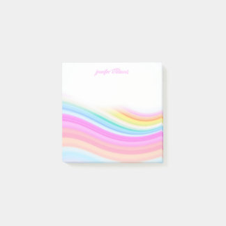 Post-it® Motif Rayures Arc-en-ciel Rose Personnalisé