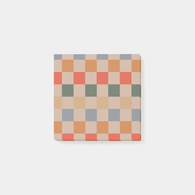 Post-it® Motif Rétro Carreauté Beige Orange Marron (Devant)