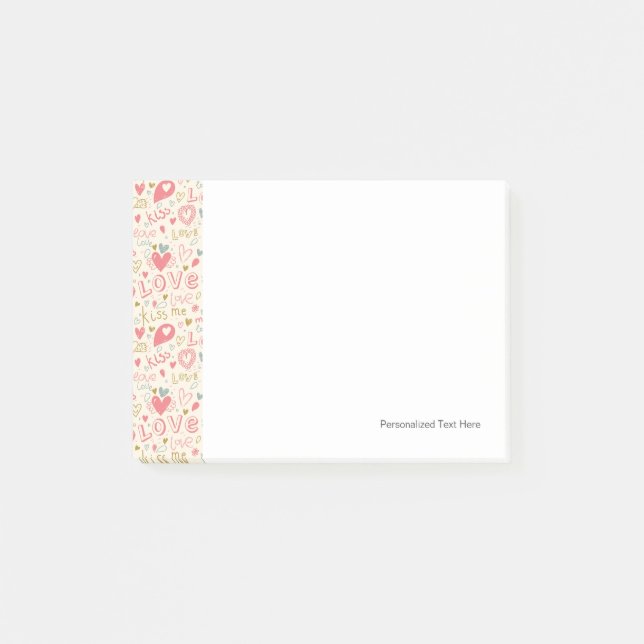 Post-it® Motif romantique avec des coeurs et des lèvres (Devant)