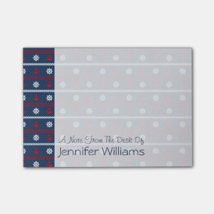 Post-it® Motif Rouge Blanc Et Bleu Ajouter votre nom