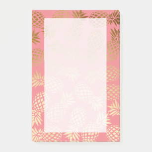 Post-it® motif tropical d'ananas d'or élégant de faux
