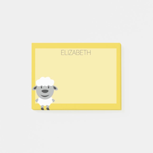 Post-it® Moutons de ferme de dessin animé mignons - jaune e (Devant)