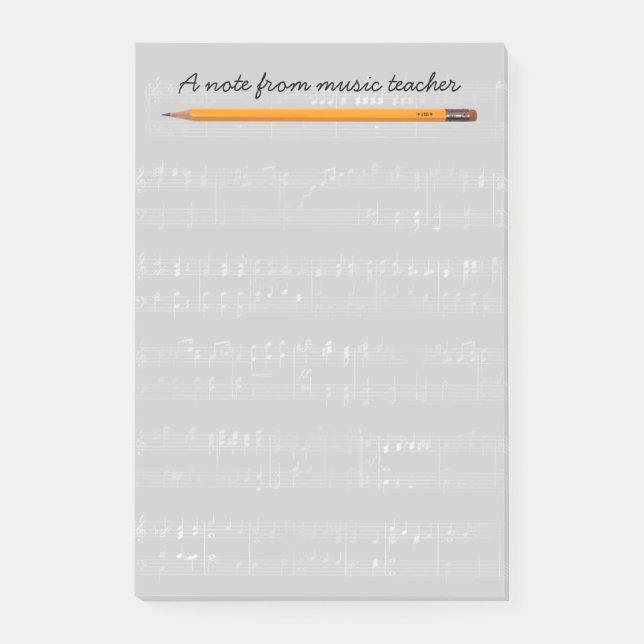 Post-it® Musical argenté élégant de professeur de musique (Devant)