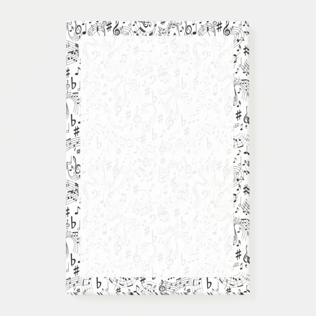 Post-it® Musique Notes musicales Noir et blanc (Devant)