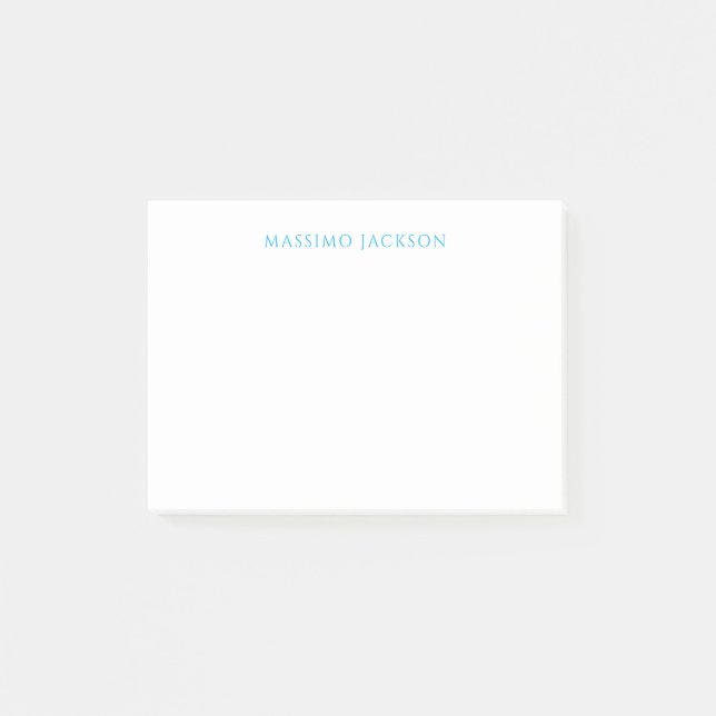 Post-it® Name Calligraphy Script Plain Simple White Blue (Devant)