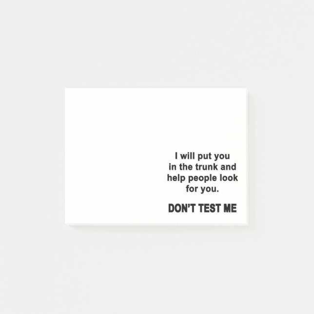 Post-it® Ne me testez pas (Devant)