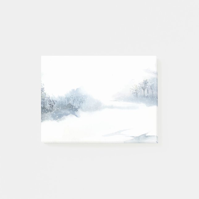 Post-it® Neige hiver Neige neige paysage Arbres Aquarelle (Devant)
