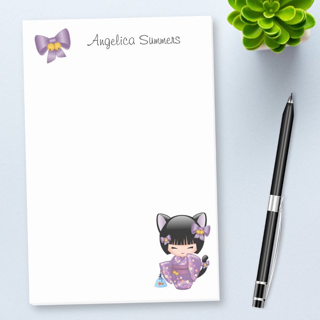 Post-it® Neko Kokeshi Poupée - Cat Ears Geisha Girl (Créateur téléchargé)