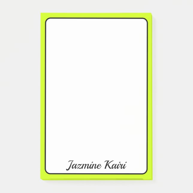 Post-it® Neon Lime Bordure Jaune Professionnel Nom simple (Devant)