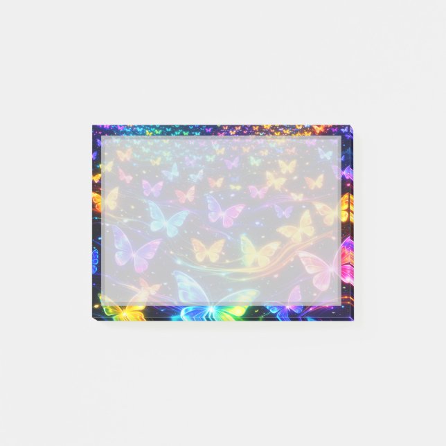 Post-it® Neonfarbener Notizzettel mit Schmetterlingsmotiv (Devant)