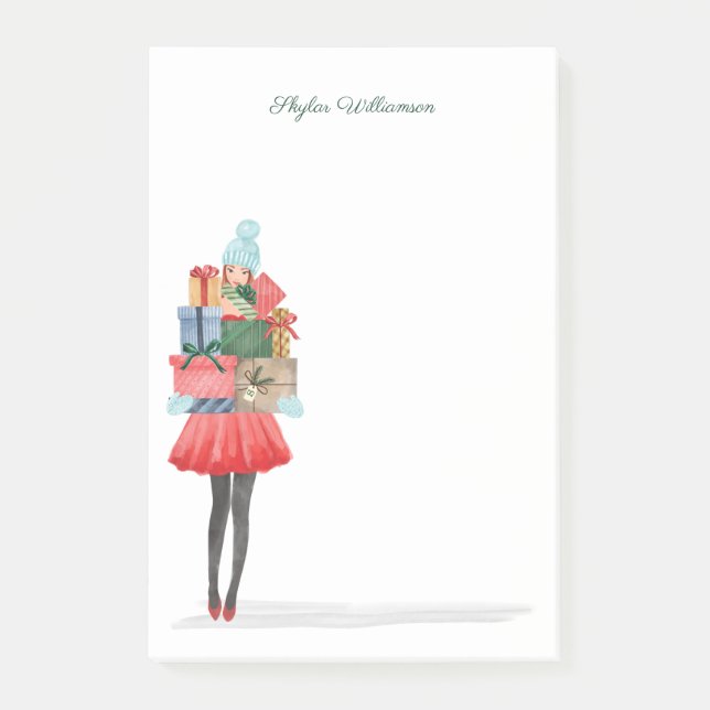 Post-it® Noël Lovin Girl Christmas Presents Aquarelle (Devant)