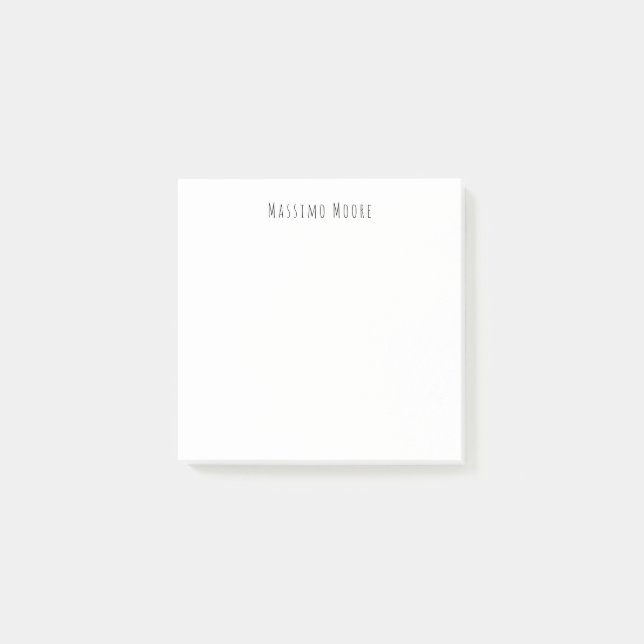 Post-it® Noir Blanc Élégant Simple Formel Nom propre (Devant)