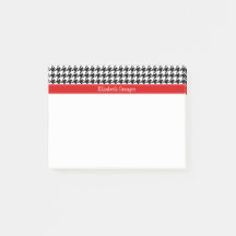 Noir Blanc Houndstooth Nom rouge Monogramme