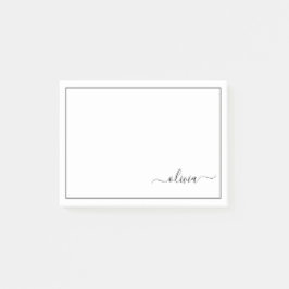 Post-it® Noir Blanc moderne Script Girl Monogramme Nom
