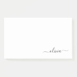 Post-it® Noir Blanc moderne Script Girl Monogramme Nom