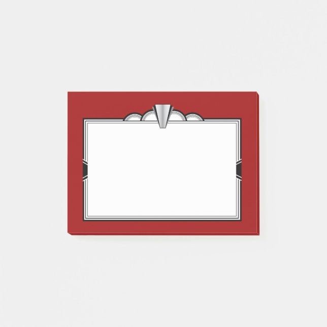 Post-it® Noir d&#x27;art déco, blanc et rouge foncé (Devant)