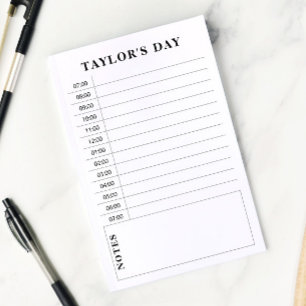 Post-it® Noir et blanc 7h-19h Planification quotidienne