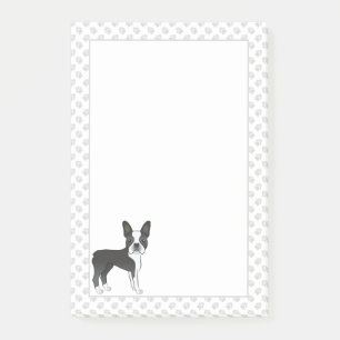 Post-it® Noir Et Blanc Boston Terrier Cartoon Chien & Pâtes