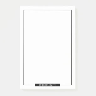 Post-it® Noir et blanc vierge avec nom personnalisé