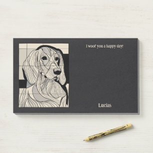 Post-it® Noir et Tan Coonhound Art Abstrait Nom du chien
