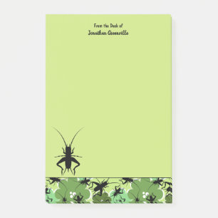 Post-it® Noir floral de vert de motif de cricket