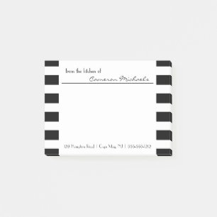Post-it® Noir Monogramme Motif à rayures blanches