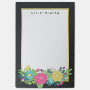 Post-it® Nom coloré de coutume d'or de fleurs et de Faux