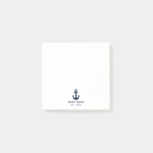 Post-it® Nom de bateau personnalisé Ancre nautique moderne