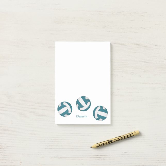 Post-it® Nom de l'athlète ou de l'entraîneur blanc turquois (Sur un bureau)