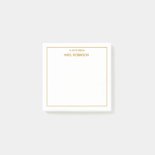 Post-it® Nom de l'enseignant personnalisé Script Gold profe