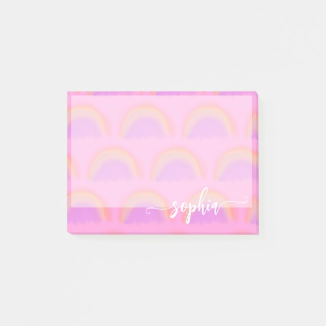 Post-it® Nom de motif arc-en-ciel pastel personnalisé (Devant)