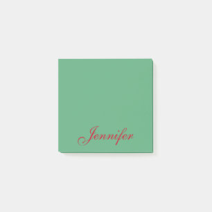 Post-it® Nom de script rouge vert personnalisé