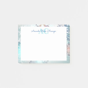 Post-it® Nom du monogramme personnalisé bleu mou