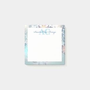 Post-it® Nom du monogramme personnalisé bleu mou