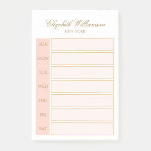 Post-it® Nom élégant Blush Pink Gold White Weekly Planner