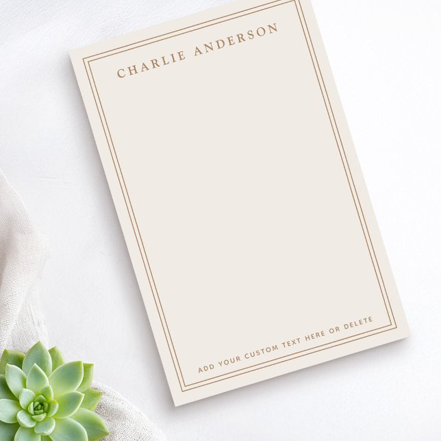 Post-it® Nom élégant double bordure brun clair (Elegant name double border light tan brown post-it notes)